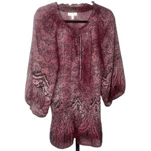 Vintage Y2K blouse top purple ombre V Neck Tunic‎ Whimsy Fairy size 2XL stretchy